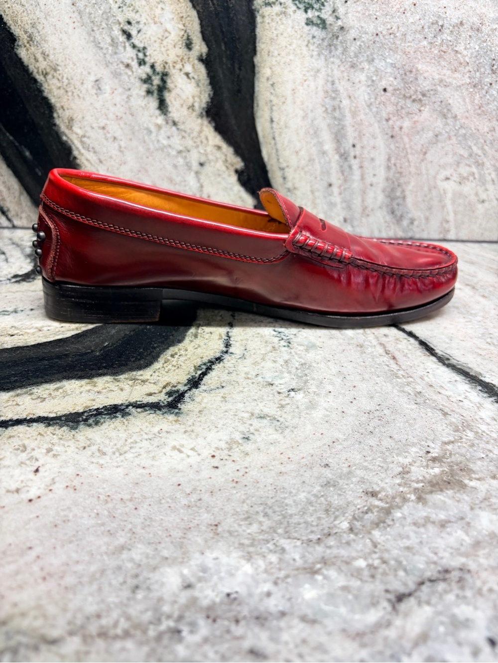 Tod’s Women’s Red Leather Penny Loafers Italy EU 38 US 8 Driving Shoes - Picture 5 of 11